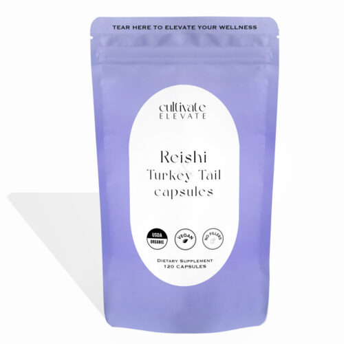 Cultivate Elevate Organic Reishi Turkey Tail Mushroom Capsules